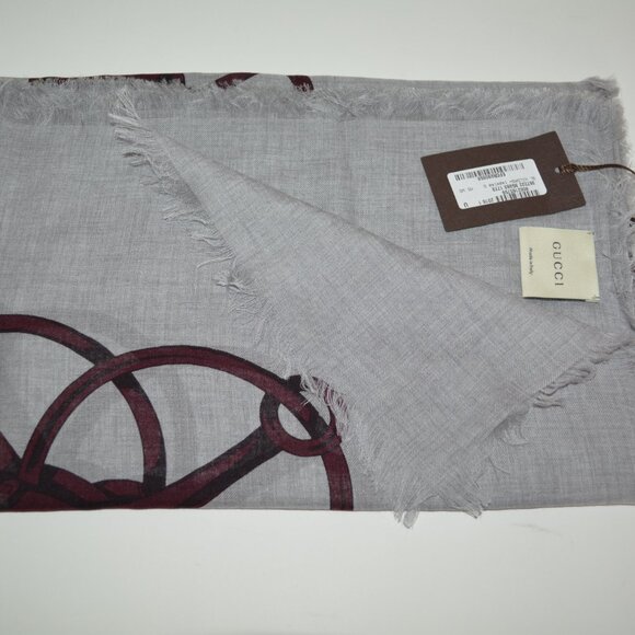 NWT GUCCI WOOL MODAL HORSEBIT LOGO PATTERN SCARF WRAP - Picture 5 of 9